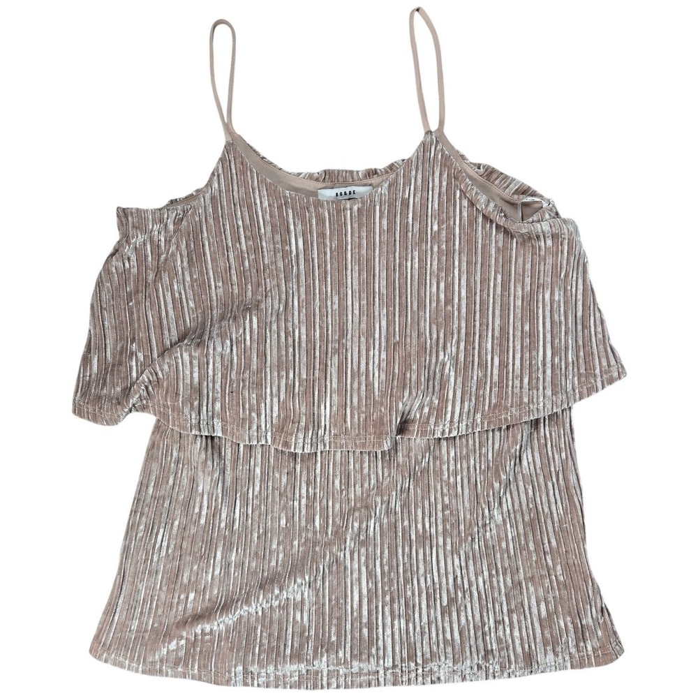 RO&DE Womens‎ Velvet Cold Shoulder Tiered Cami Top Size S Made in USA